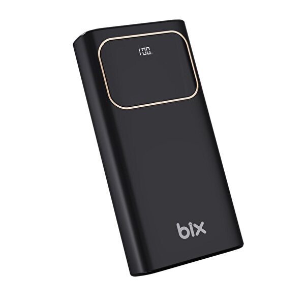 Bix Bix PB303 30000 mAh 60W 2*USB ve Type-C PD Çıkışlı Hızlı Şarj Destekli Led Göstergeli Siyah Powerbank