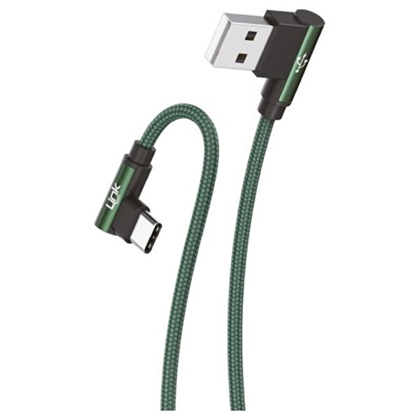 Linktech Linktech K594 USB - Type-C 3A 150 CM Yeşil Gaming Metal Başlı Şarj Kablosu