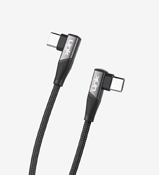 Linktech K595 Type-C to Type-C 3A 60 W 1.5 M Gaming Metal Başlı Siyah Şarj Kablosu