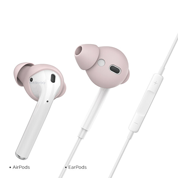 Pembe Airpods-earpods Ile Uyumlu Kulaklık Kılıfı 0.5mm İnce Tasarım 3çift S Boy Sağlam Kavrama