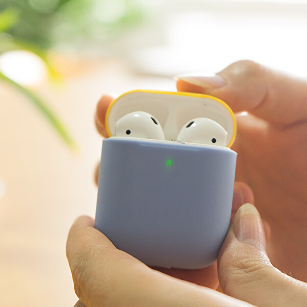 Açık Mavi Airpods Ile Uyumlu Kılıf 1-2 Nesil Mat Silikon Case Yedek Kapak Hediyeli Pt-38