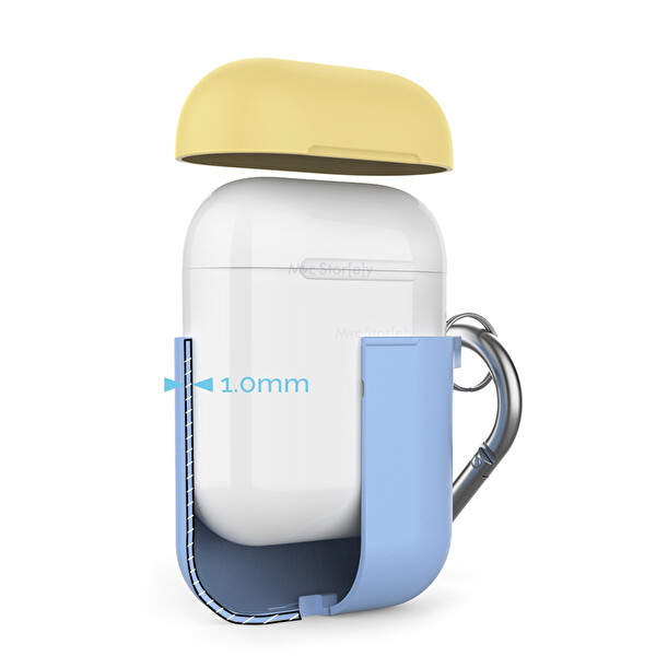 Lacivert Mavi Airpods Ile Uyumlu Kılıf 1-2 Nesil Mat Silikon Case Kemer Klips Kapak Hediyeli Pt46