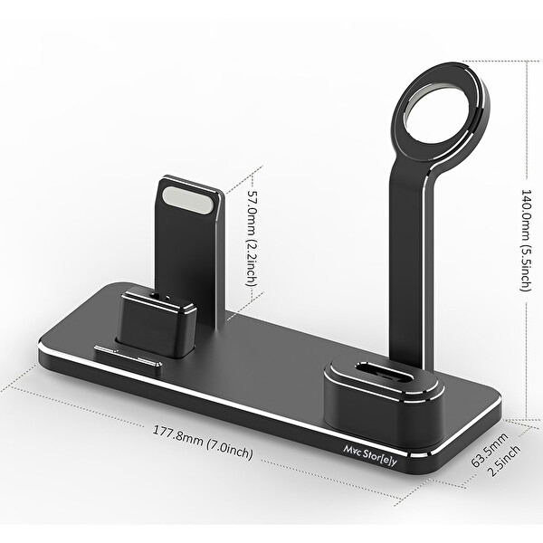 Siyah İphone 11-12-13 Şarj Aleti Watch Şarj Aleti Kablosu 20w Adaptörlü Metal Şarj Standı