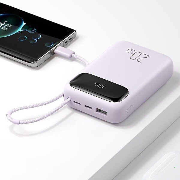 Mcdodo MC-3245 10.000 mAh 20W Type-C Şarj Kablolu Mor Powerbank