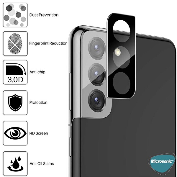 Microsonic Samsung Galaxy S21 Fe Kamera Lens Koruma Camı V2 Siyah