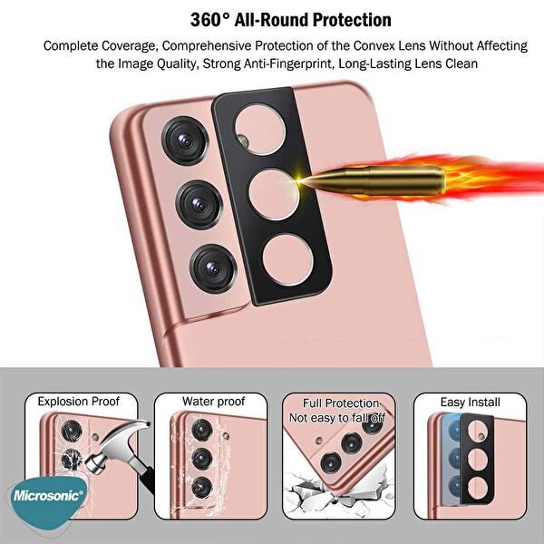 Microsonic Samsung Galaxy S21 Fe Kamera Lens Koruma Camı V2 Siyah