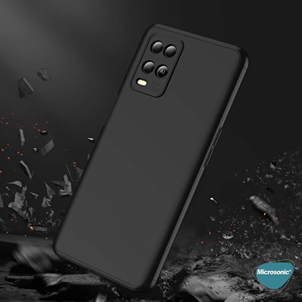 Microsonic Oppo A54 4g Kılıf Double Dip 360 Protective Siyah Kırmızı