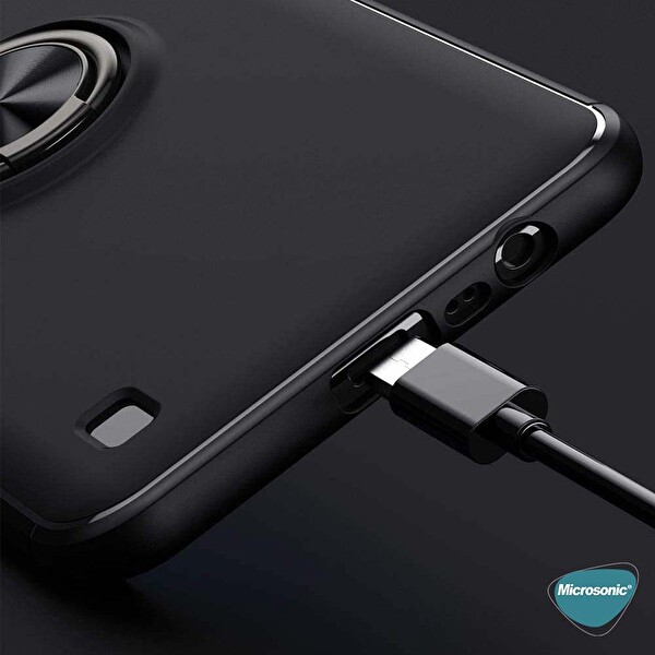 Microsonic Realme C21 Kılıf Kickstand Ring Holder Kırmızı
