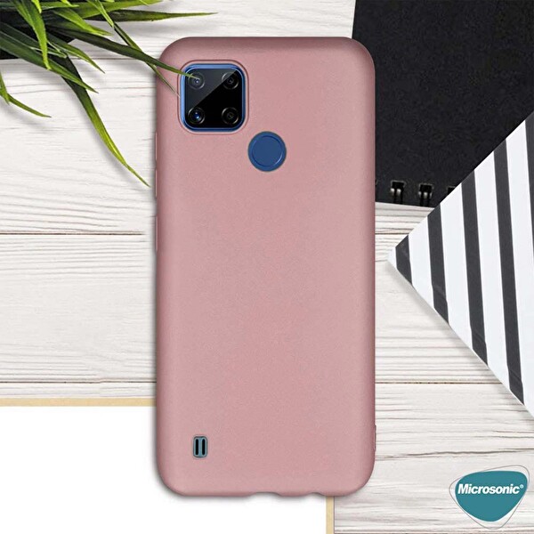 Microsonic Matte Silicone Realme C21 Kılıf Rose Gold