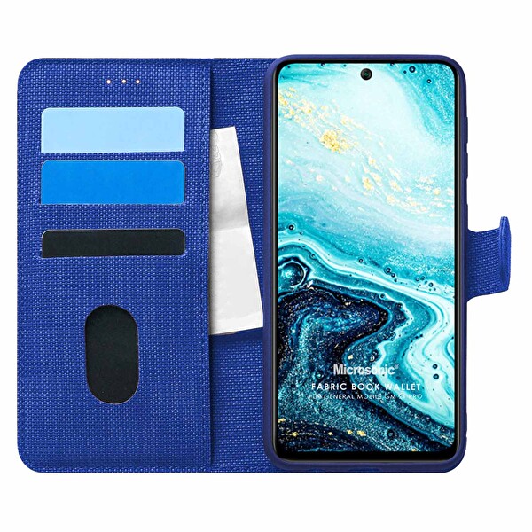 Microsonic General Mobile Gm 21 Pro Kılıf Fabric Book Wallet Lacivert