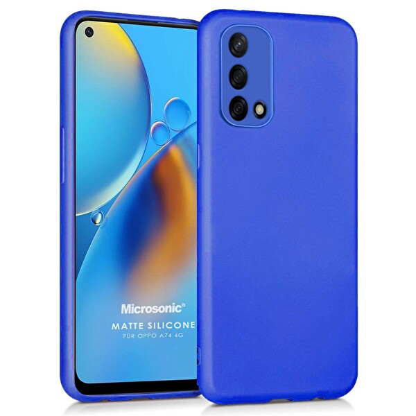 Microsonic Matte Silicone Oppo A74 4g Kılıf Mavi