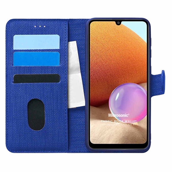 Microsonic Samsung Galaxy A32 4g Kılıf Fabric Book Wallet Lacivert