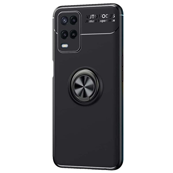 Microsonic Oppo A54 4g Kılıf Kickstand Ring Holder Siyah