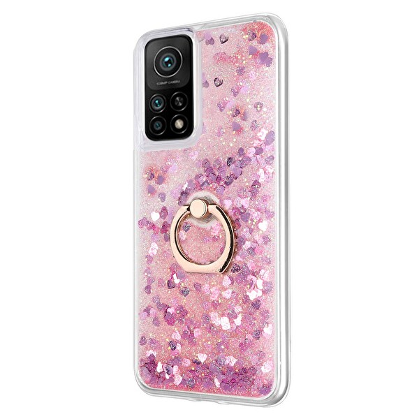 Microsonic Xiaomi Mi 10t Pro Kılıf Glitter Liquid Holder Pembe