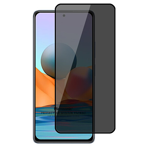 Microsonic Xiaomi Redmi Note 10s Privacy 5d Gizlilik Filtreli Cam Ekran Koruyucu Siyah