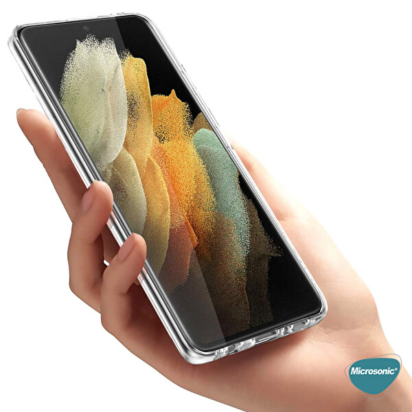 Microsonic Samsung Galaxy S21 Ultra Kılıf 6 Tarafı Tam Full Koruma 360 Clear Soft Şeffaf