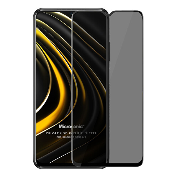 Xiaomi Poco M3 Privacy 5d Gizlilik Filtreli Cam Ekran Koruyucu Siyah