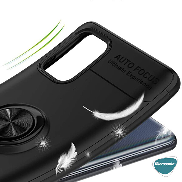Microsonic Xiaomi Redmi 9t Kılıf Kickstand Ring Holder Siyah Rose