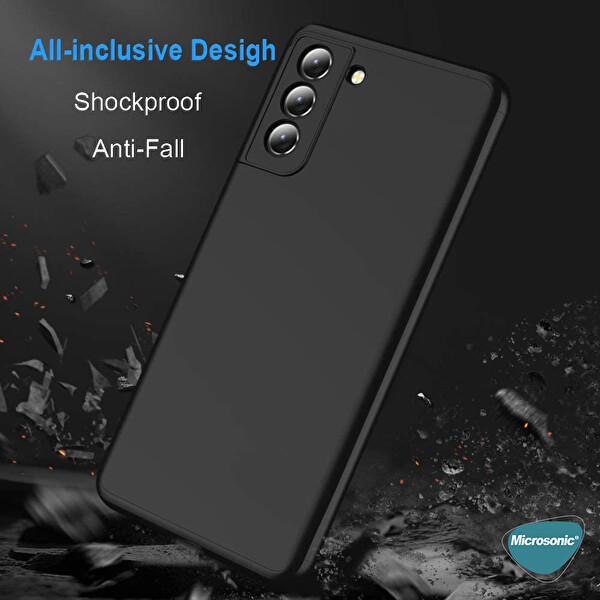 Microsonic Samsung Galaxy S21 Plus Kılıf Double Dip 360 Protective Siyah Gri