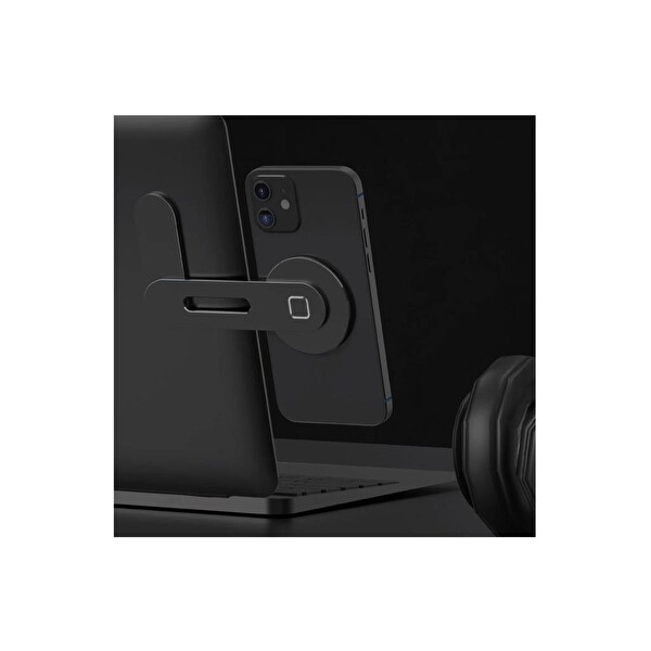 Sunix Metal Ayarlanabilir Laptop Ve Monitör Yanı Manyetik Telefon Tutucu Siyah Stand-14