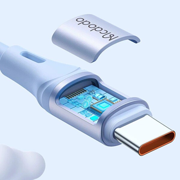 Mcdodo CA-2214 Type-C Type-C 65W 3A Hızlı 1.2 M Mavi Data Şarj Kablo