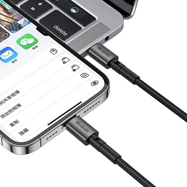 Mcdodo CA-2850 36W PD Type-C To Lightning Hızlı 1.2 M Siyah Şarj Data Kablosu