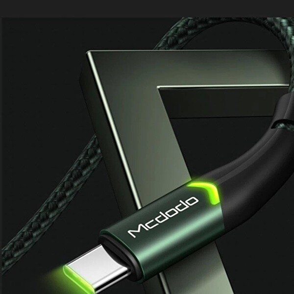 Mcdodo CA-7961 Type-C LED Işıklı Hızlı 3A 1 M Yeşil Data Şarj Kablo