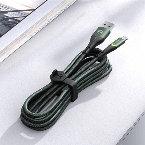 Mcdodo CA-7961 Type-C LED Işıklı Hızlı 3A 1 M Yeşil Data Şarj Kablo