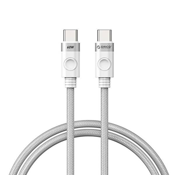 Orico CDX-60CC-WH-BP 3A 60W PD Type-C to Type-C Hızlı 1 M Beyaz Şarj ve Data Kablosu