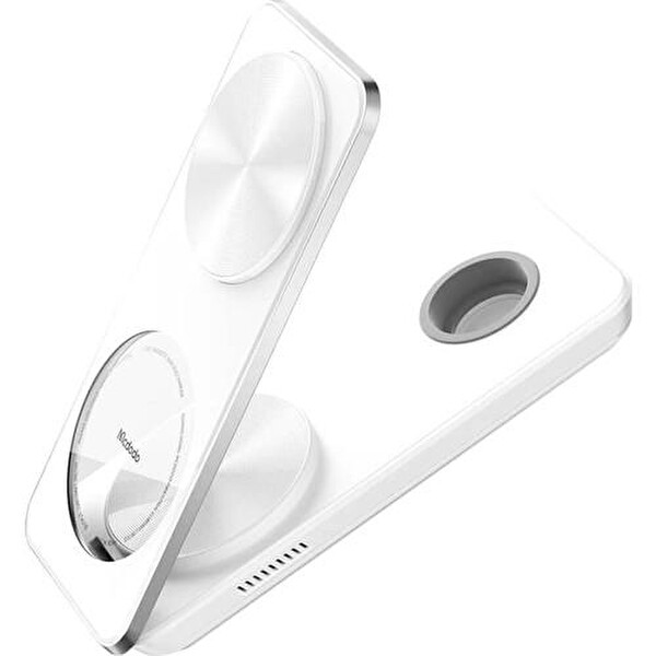 Mcdodo CH-1150 3'ü 1 Arada Katlanabilir Kablosuz Beyaz Şarj Cihazı Standı