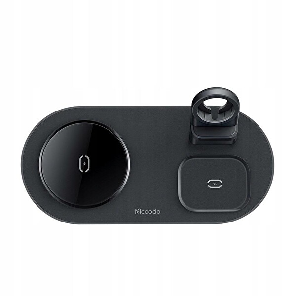 Mcdodo CH-7063 3in1 15W Çoklu Magsafe Kulaklık Saat ve Telefon Şarj Stand Siyah
