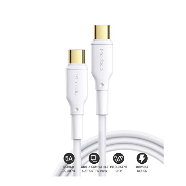 Mcdodo CA-8350 100W Type-C to Type-C 5A 1.2 M Beyaz Hızlı Şarj Kablosu
