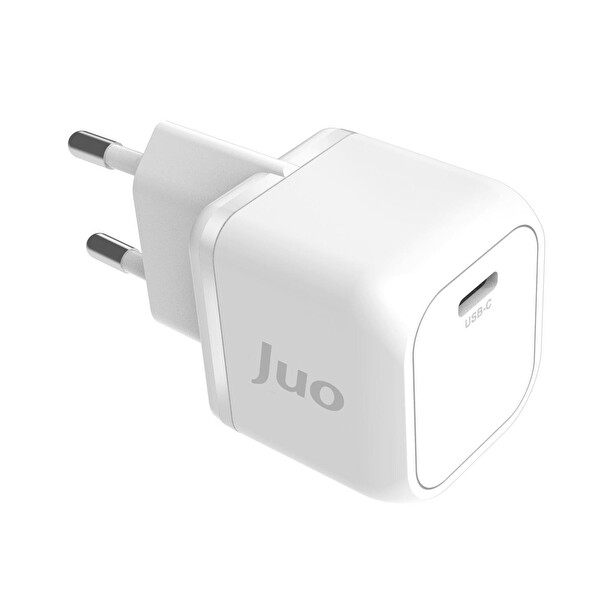 Juo 20W GaN USB-C Şarj Aleti iPhone & iPad & Android Uyumlu PD QC4.0 Type-C Hızlı Şarj Cihazı Beyaz