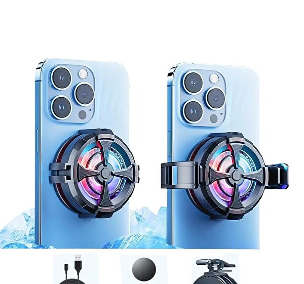 Hadron HDX4377 Magsafe Rgb Işıklı Klipsli Radyatörlü Telefon Soğutucu Fan