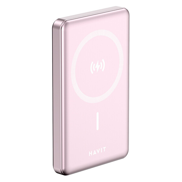Havit PB5203 Ultra İnce 20W 10.000 mAh Magsafe Manyetik Kablosuz Pembe Powerbank
