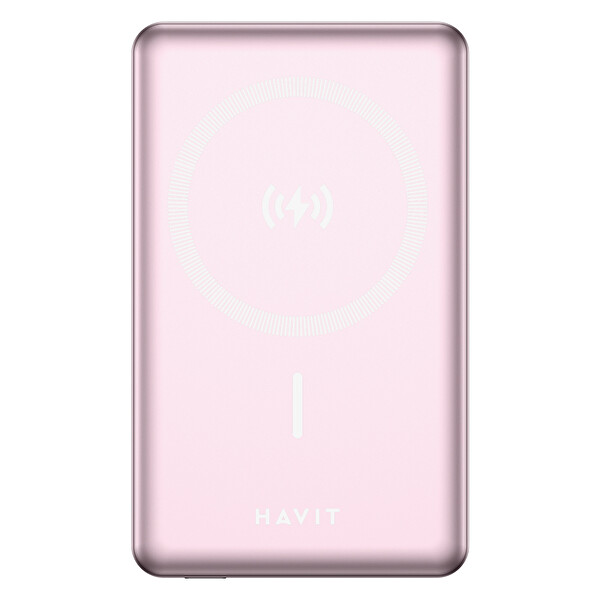 Havit PB5203 Ultra İnce 20W 10.000 mAh Magsafe Manyetik Kablosuz Pembe Powerbank