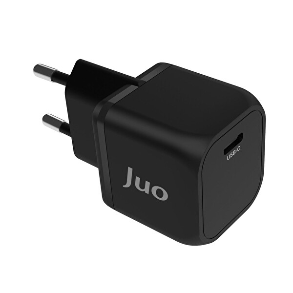 Juo 20 W GaN USB-C Şarj Aleti iPhone - iPad - Android Uyumlu PD QC4.0 Type-C Siyah Hızlı Şarj Cihazı