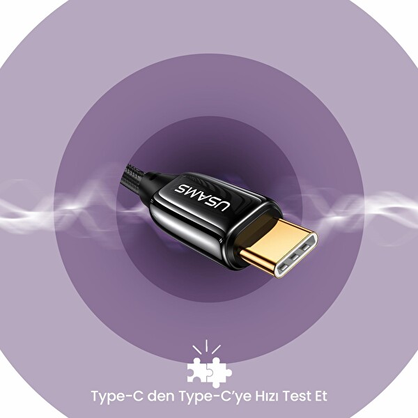 Usams US-SJ581 PD3.1 Type-C To Type-C Çinko Alaşım 240W Hızlı Şarj ve Data Kablosu 2 M
