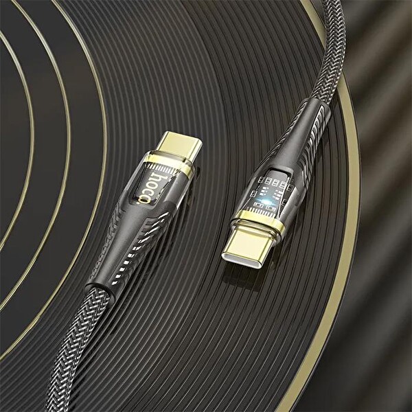 Hoco U121 Gold Standard Transparent Discovery Edition 60W Type-C to Type-C Hızlı Şarj ve Data Kablosu 1.2 M
