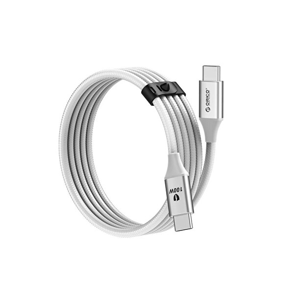 Orico CDX-100CC-WH-BP 100W 5A PD Type-C to Type-C Hızlı Şarj ve Data Kablosu 1 Metre Beyaz
