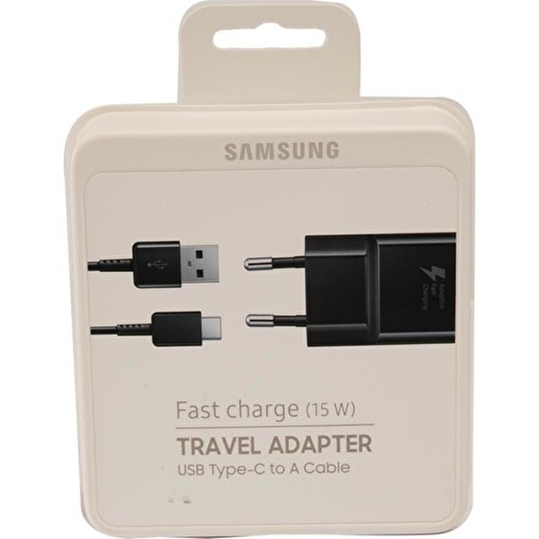 Samsung TA20 UsbA to Type-C Kablolu Set Hızlı Seyahat Şarjı Siyah - EP-TA20EBENGWW