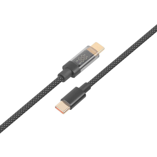 Hadron HDX1300K Dijital Göstergeli Usb To Type-C 35W 1.2 M Hızlı Şarj Kablosu Siyah