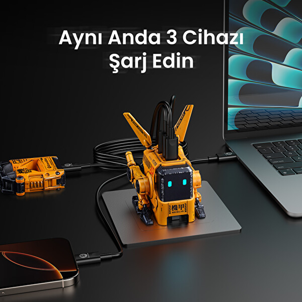 GravaStar Alpha65 Özel Seri Robot Figürlü Sarı 65W Hızlı Şarj Adaptörü