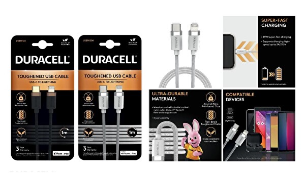 Duracell 1 M USB-C To Lightning Braided Black USB9012A