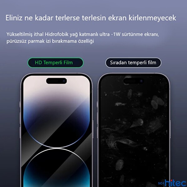 ScHitec Apple iPhone 14 Pro 5D Ekran Koruyucu Magic Kolay Uygulama Aparatlı