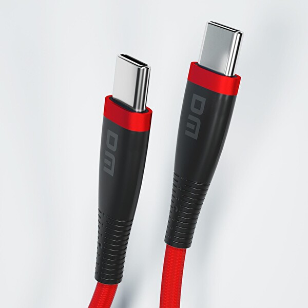 DM SL019 65W 3A Type-C to Type-C 1 Metre Kırmızı Hızlı Şarj ve Data Kablosu