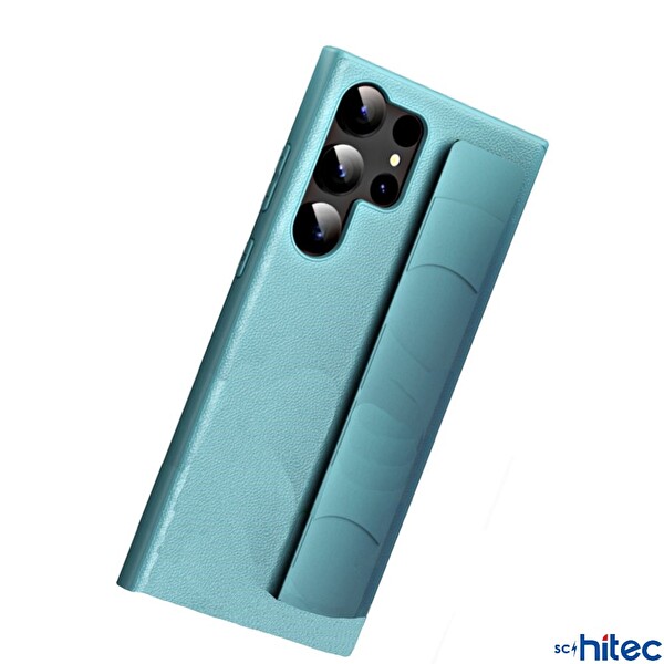 ScHitec Samsung Galaxy S24 Ultra Uyumlu Premium Case Parmak Askılı Telefon Kılıfı Açık Mavi