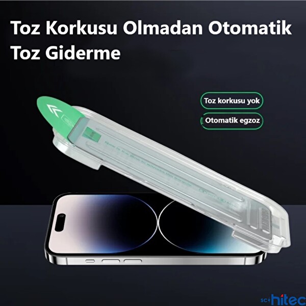 ScHitec Apple iPhone 15 Pro 5D Ekran Koruyucu Magic Kolay Uygulama Aparatlı