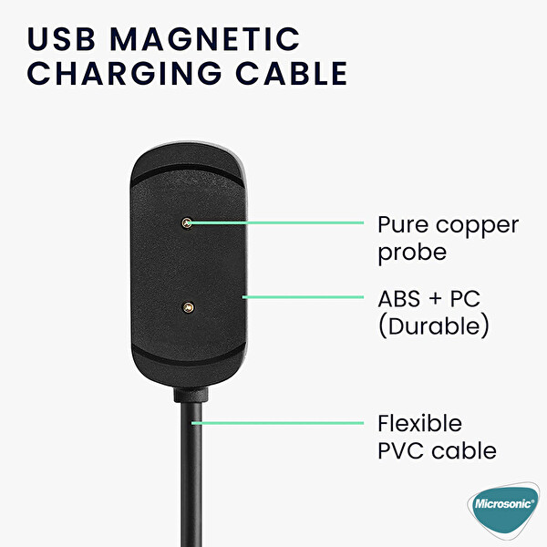 Microsonic Amazfit Gts Manyetik Usb Şarj Kablosu Siyah
