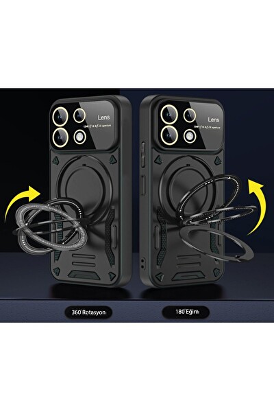 Newface iPhone 16 Pro Max Uyumlu Siyah Joy Entegre Standlı Kamera ve Ekran Korumalı Kılıf